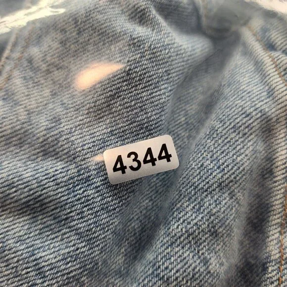 Womens Cache Studded Blue Denim Jean Jacket Button Up Long Sleeve Cotton Size L - Picture 8 of 8